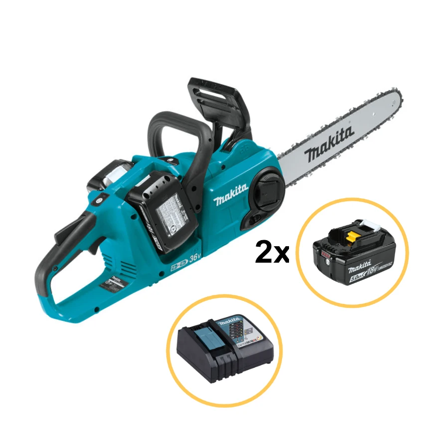 Fierastrau electric cu lant Makita DUC353Z, fara fir, 2.6 kg + 2 acumulatori 18 V + incarcator